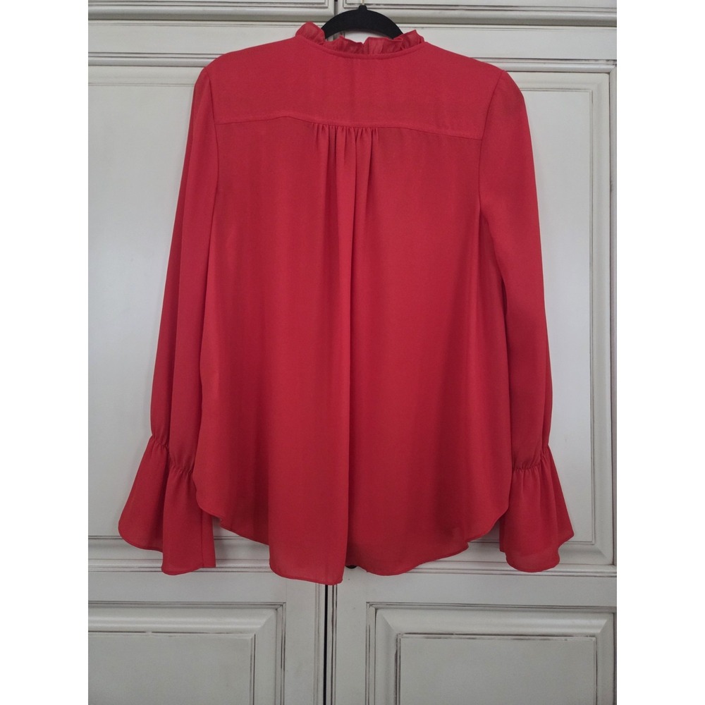 Gibson Latimer Blouse Women's Small Romantic Whichy Vamp Ruffled Tunic Red Xmas - Picture 2 of 11